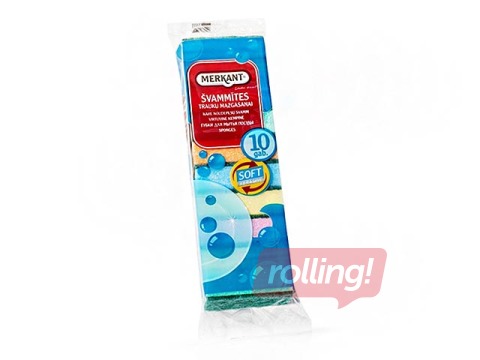 Švammītes trauku mazgāšanai Merkant, 50x80x25 mm, 10 gab.