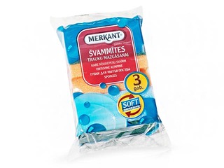 Švammītes trauku mazgāšanai Merkant 70x95x45mm, 3 gab.