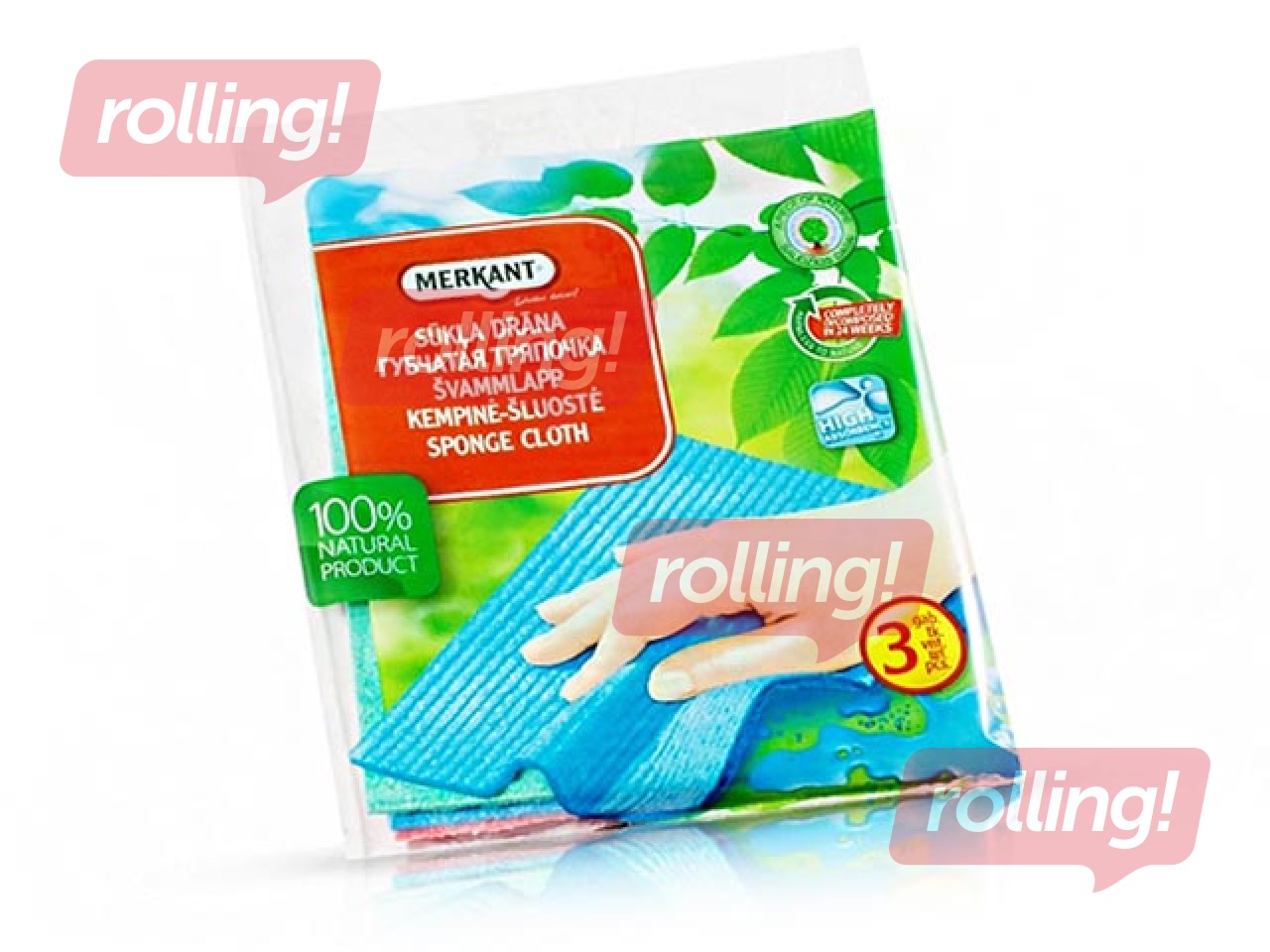 Mitrumu uzsūcošās lupatiņas Merkant, 16 x 18 cm, 3 gab.