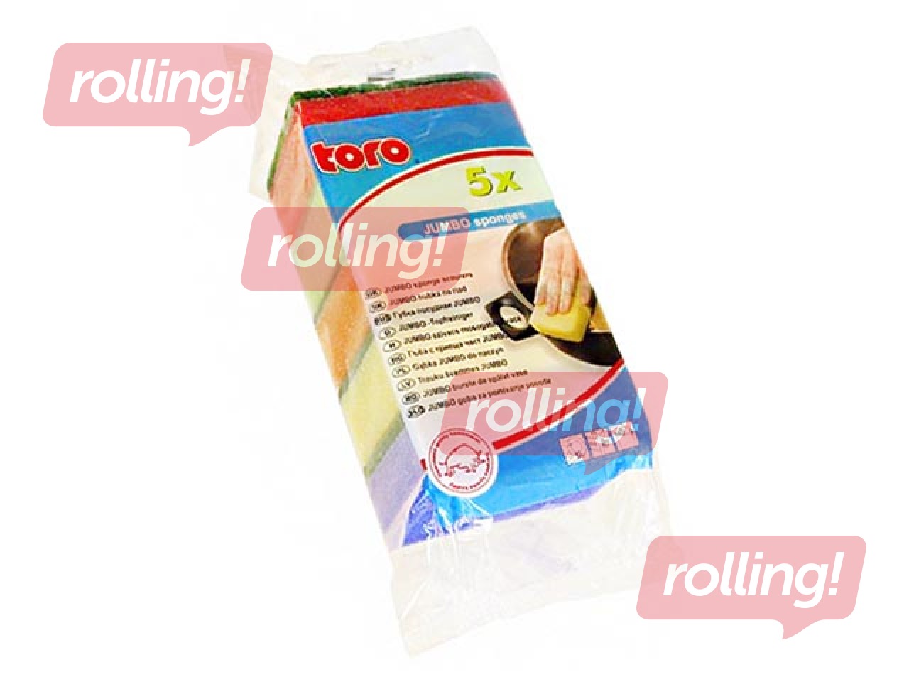 Švammītes trauku mazgāšanai Toro JUMBO, 10x7 cm, 5 gab.