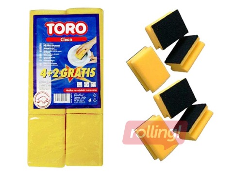 Švammītes trauku mazgāšanai Toro 7 x 9.5 x 4.7 cm, 6 gab.