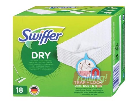 Сменные сухие салфетки для уборки пола, Swiffer, 18 шт.