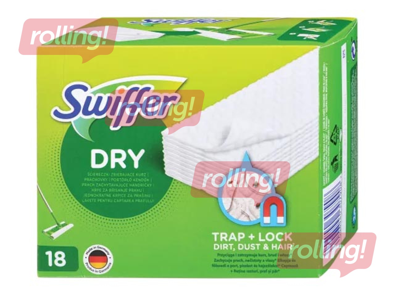 Сменные сухие салфетки для уборки пола, Swiffer, 18 шт.