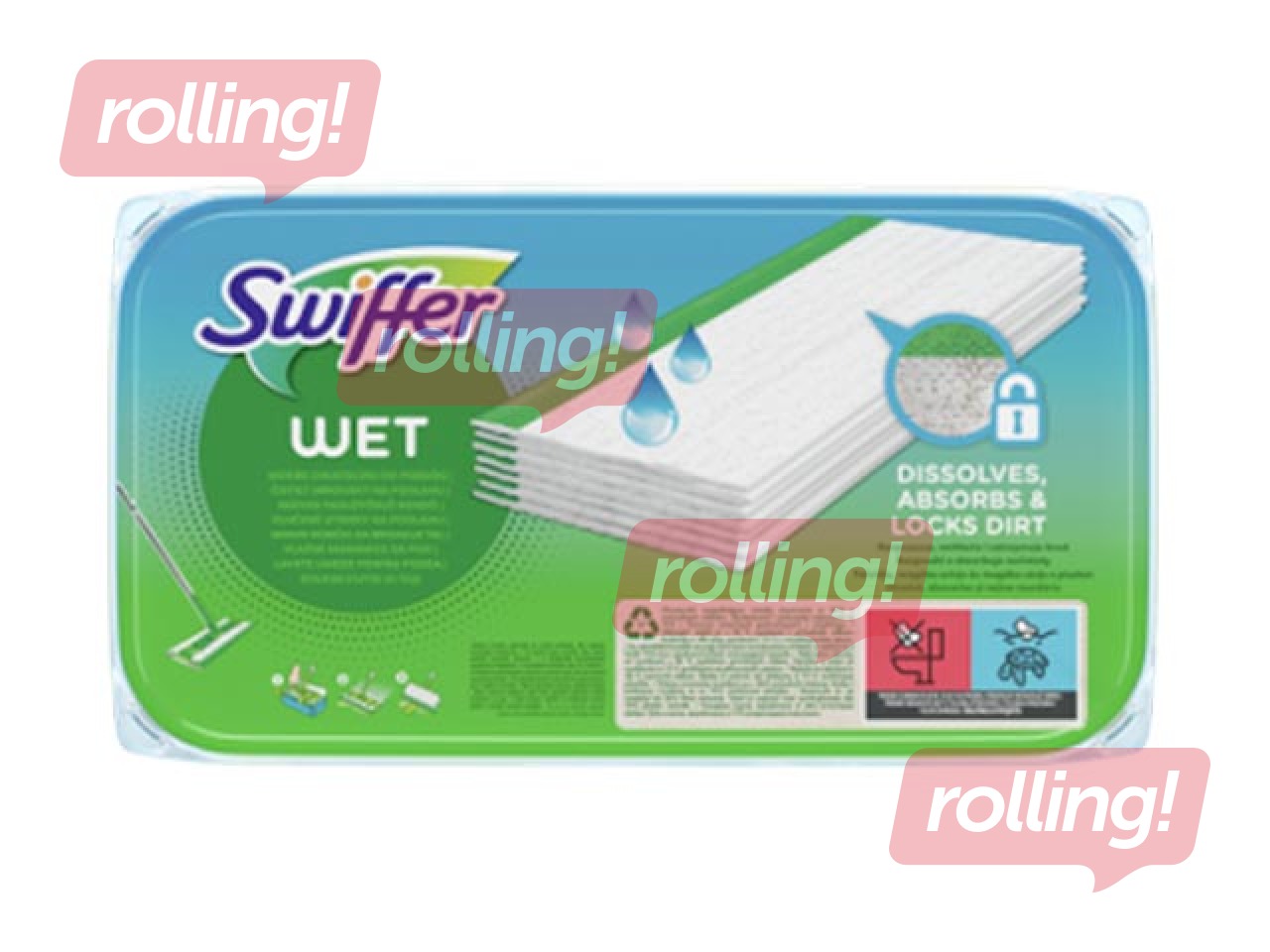 Запасные влажные салфетки для щетки, Swiffer, 10 шт.