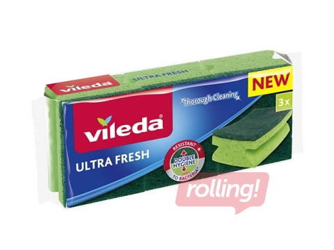 Švammīte trauku mazgāšanai Vileda Ultra Fresh Anti- Bacterial, 3 gab.