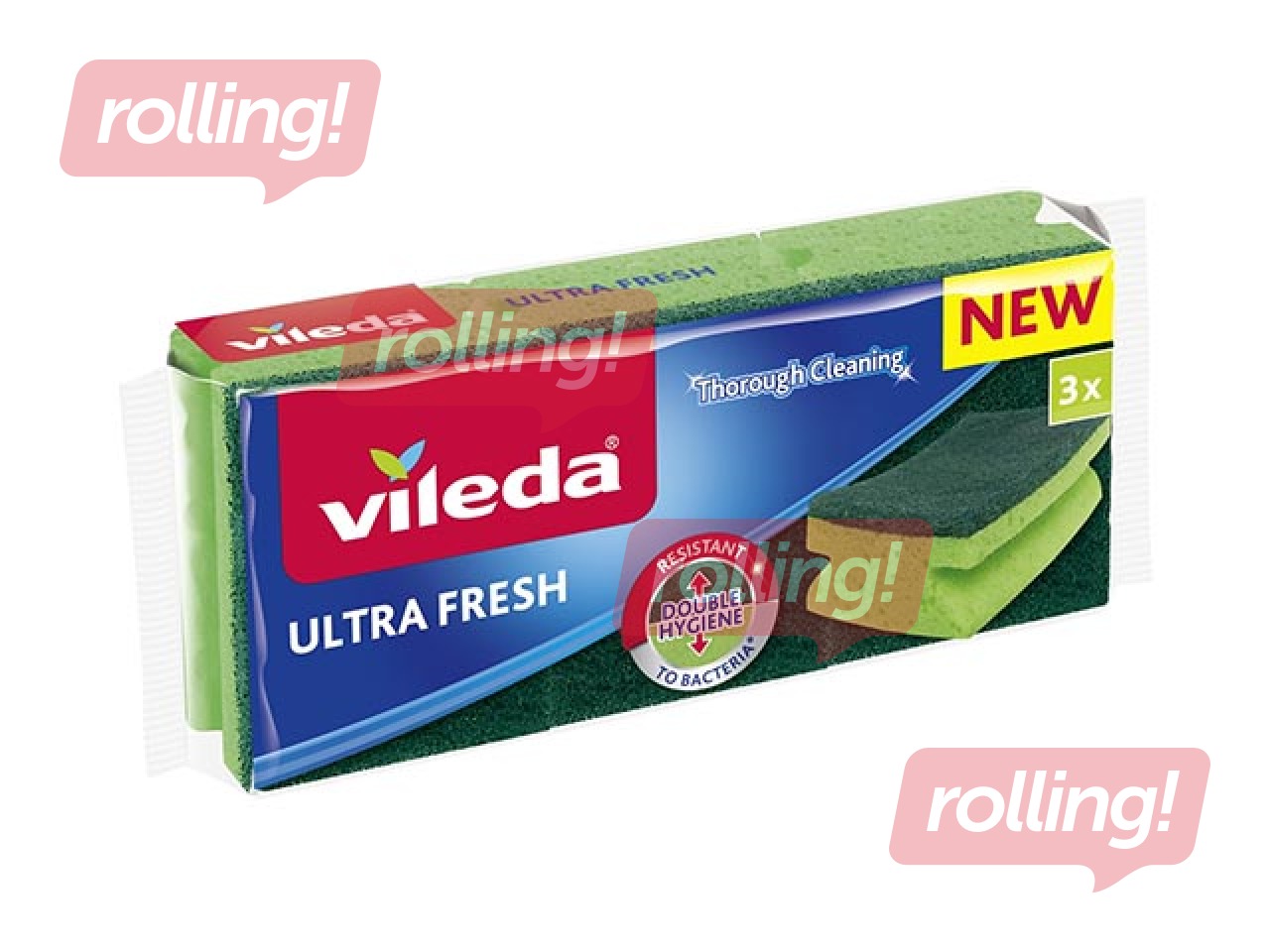 Švammīte trauku mazgāšanai Vileda Ultra Fresh Anti- Bacterial, 3 gab.