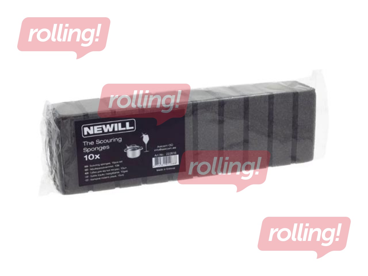 Губки для мытья посуды Newill, черные, 8x5см, 10 шт.