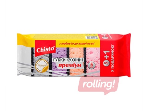 Švammītes trauku mazgāšanai Chisto, Premium, 100x65x45mm, 6 gab.