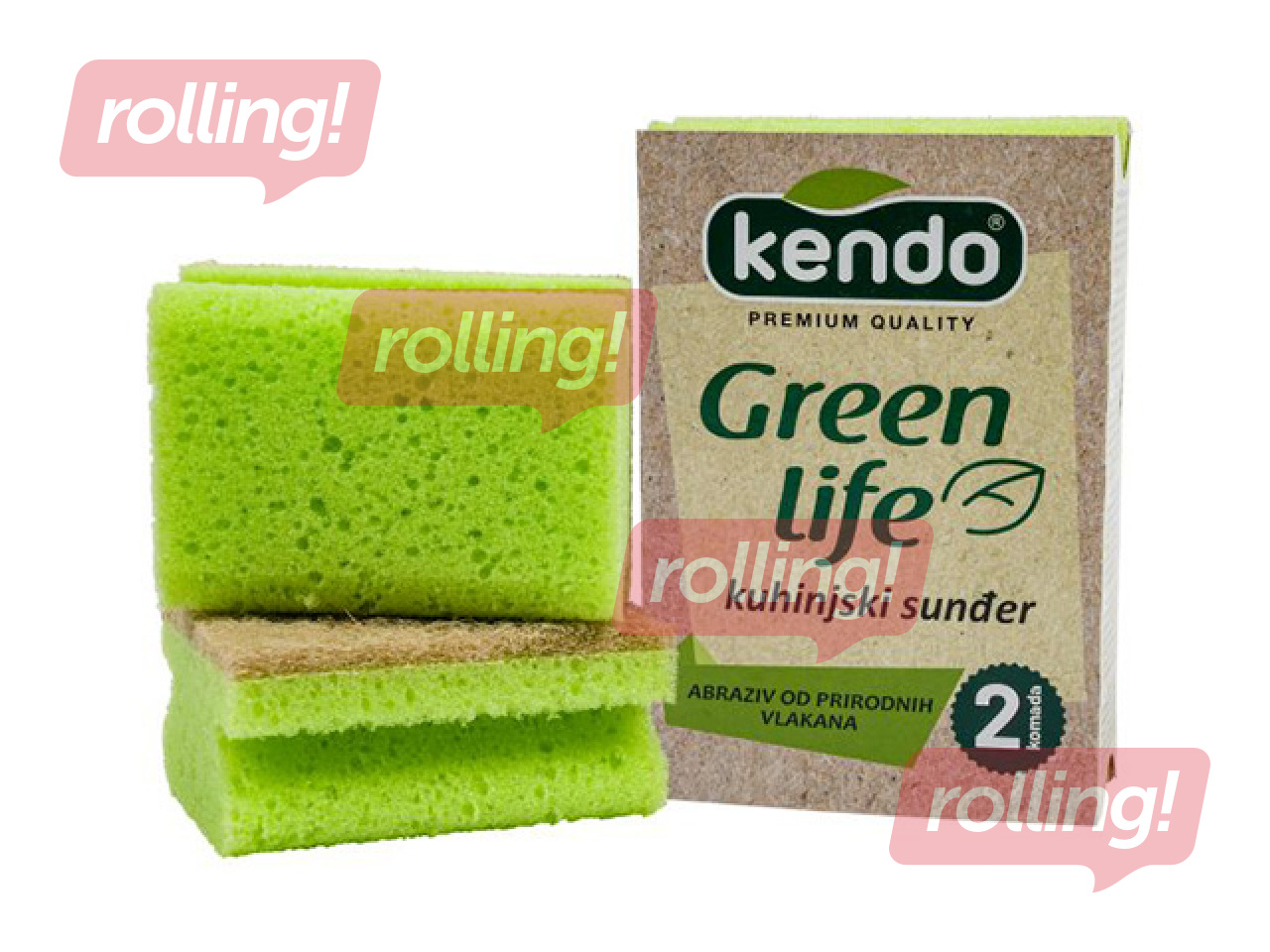 Губки для мытья посуды Kendo, 9.5x6.5x7см, 2 шт.