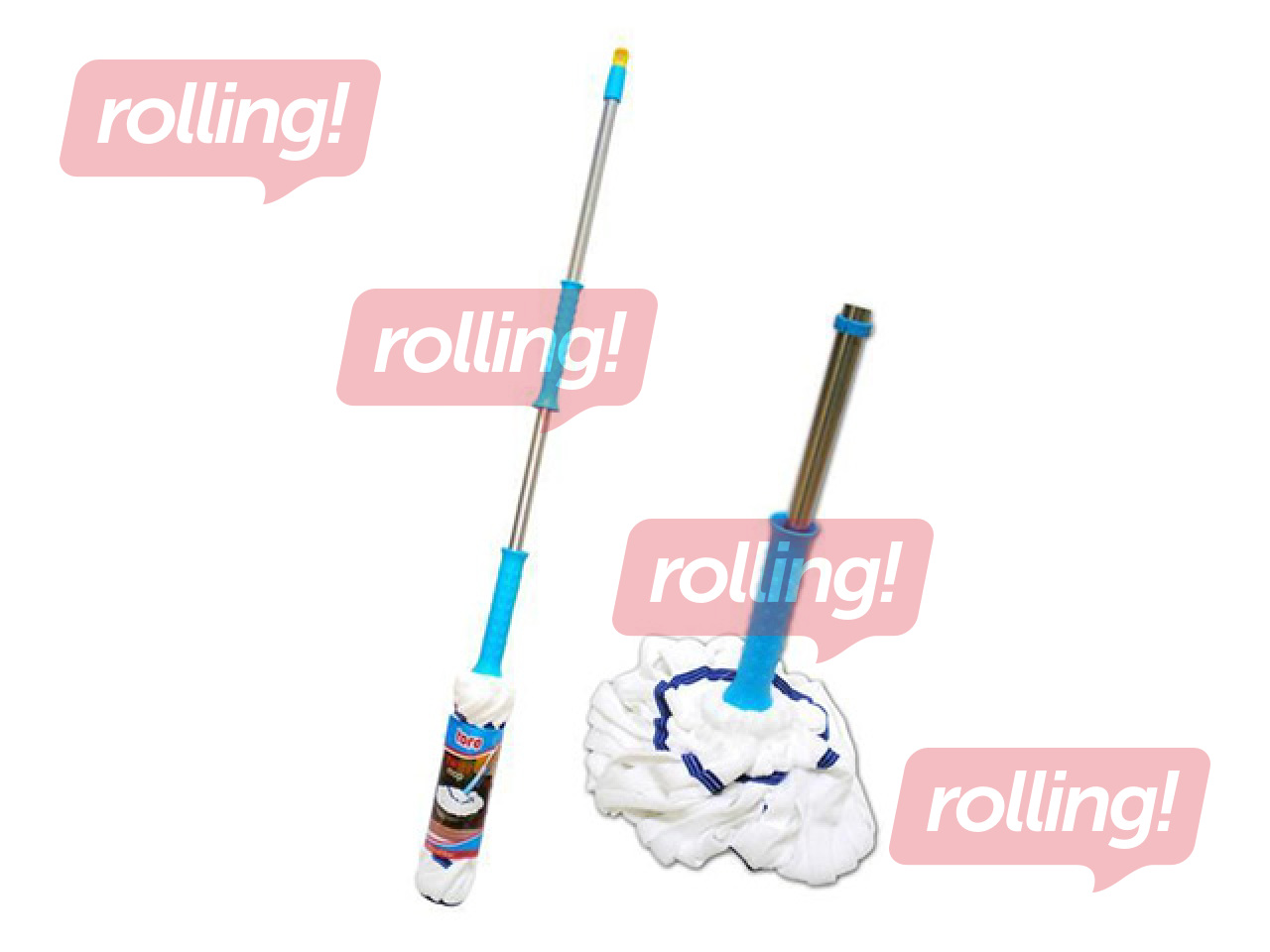 Grīdas mops Toro Twist, ar kātu, 145cm