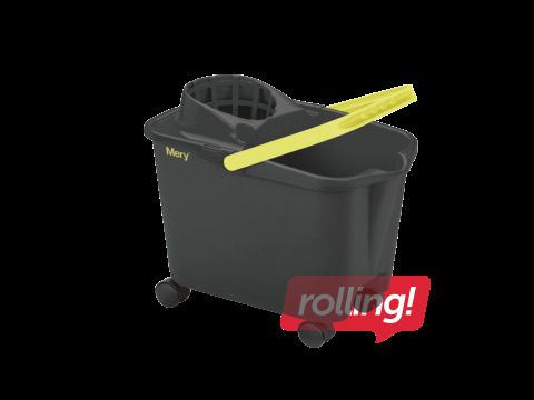 Spainis Mery ar mopa nospiedēju, taisnstūrveida uz riteņiem, pelēks, 14l