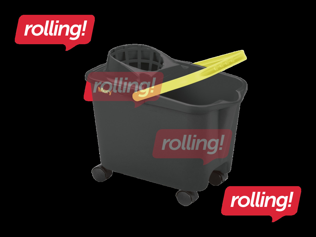 Spainis Mery ar mopa nospiedēju, taisnstūrveida uz riteņiem, pelēks, 14l