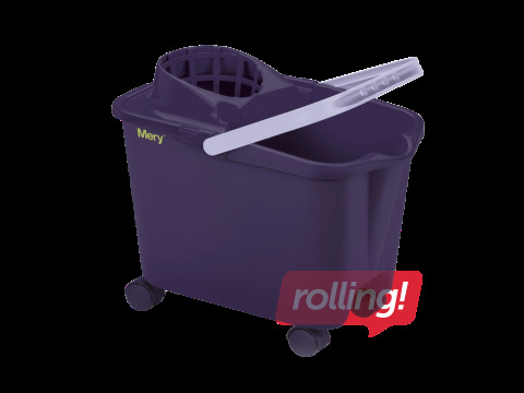 Spainis Mery ar mopa nospiedēju, taisnstūrveida uz riteņiem, violets, 14l