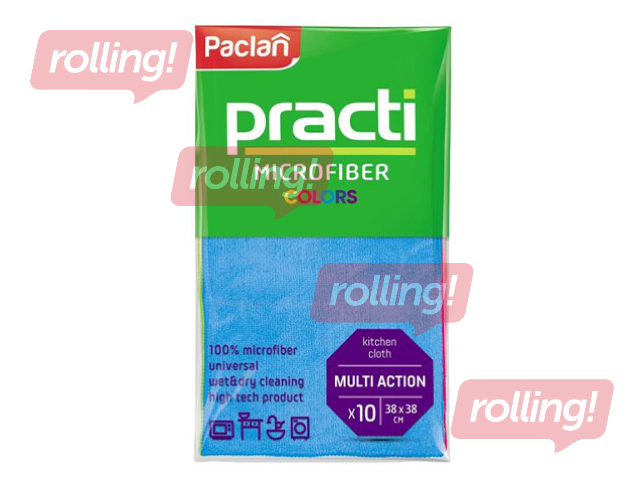 Салфетка из микрофибры Paclan, Practi, разные цвета, 30×30см, 10шт.