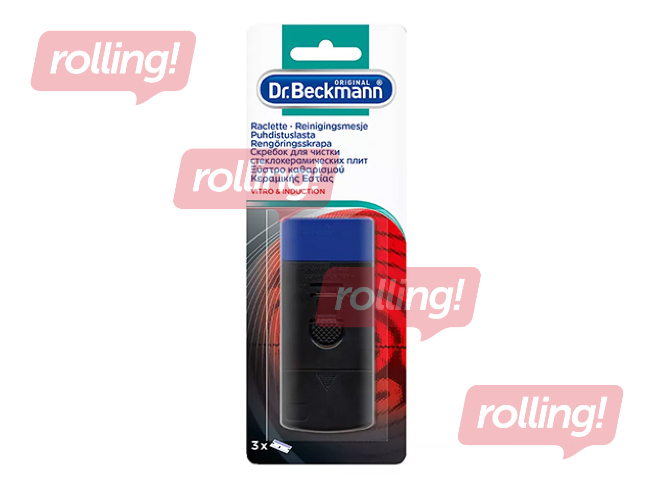 Keramisko plīts virsmu skrāpis Dr.Beckmann, ar 3 asmeņiem