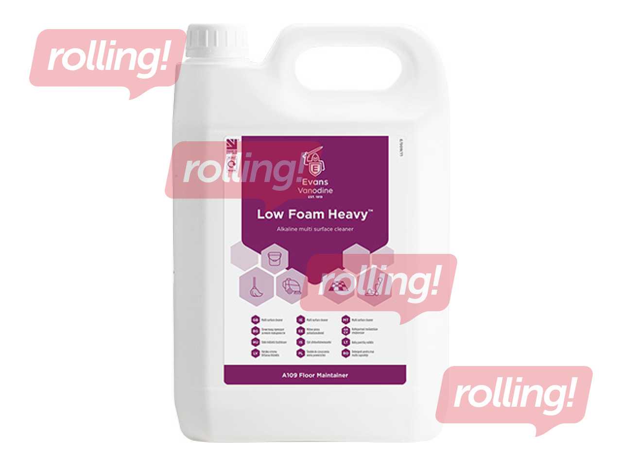 Средство для мытья полов Evans, Low Foam-Heavy, щелочное, для половомоечных машин, 5л