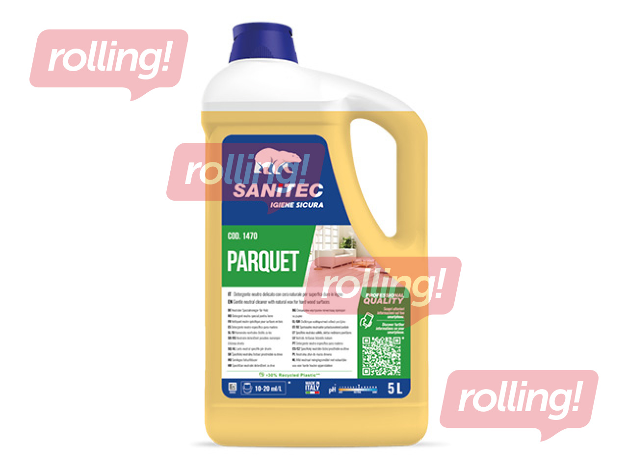 Grīdu mazgāšanas līdzeklis Sanitec Parquet, koka grīdām ar dabīgo vasku, 5l