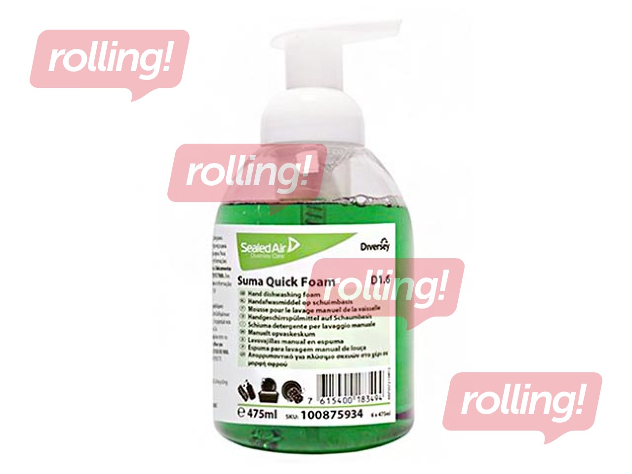 Trauku mazgāšanas līdzeklis ar putu dozatoru Diversey Suma Quick Foam D1, 475ml