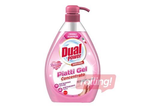 Trauku mazgāšanas līdzeklis Dual Power, saudzīgs rokām, koncentrāts, 1l