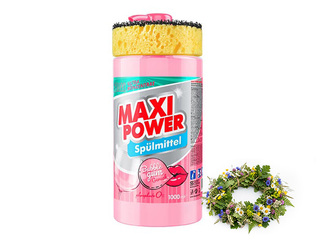 Nõudepesugeel Maxi Power, Bubble Gum, kontsentreeritud, dosaatori ja käsnaga, 1l +Jaanipäev