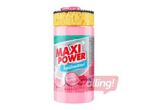 Средство для мытья посуды Maxi Power, Bubble Gum, концентрированный, с дозатором и губкой, Bubbl