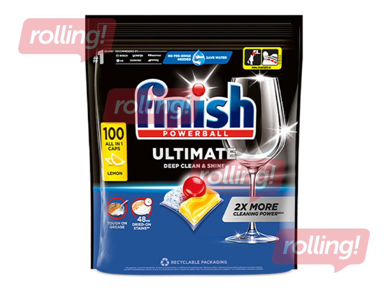 Tabletes trauku mazgājamai mašīnai Finish, Power Ball Ultimate All in 1 Lemon, 100 gab.