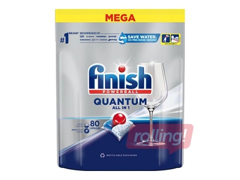 Tabletes trauku mazgājamai mašīnai, Finish Power Ball Quantum All in1, 80 gab.