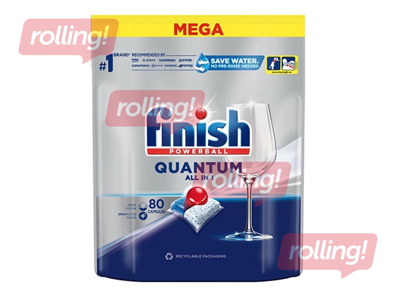 Tabletes trauku mazgājamai mašīnai, Finish Power Ball Quantum All in1, 80 gab.