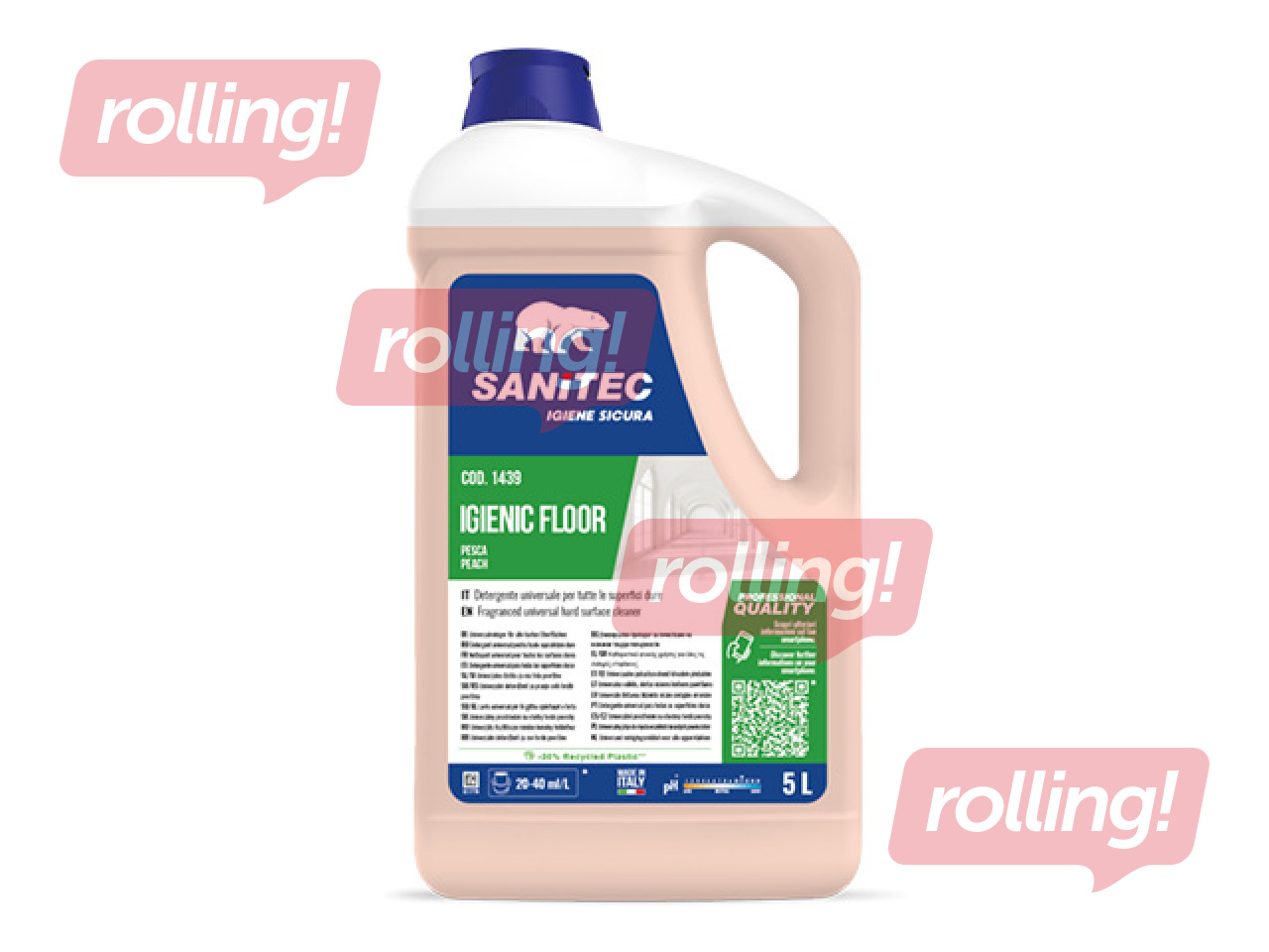 Grīdu mazgāšanas līdzeklis Sanitec Igienic Floor, universāls, persiks un jasmīns, 5l