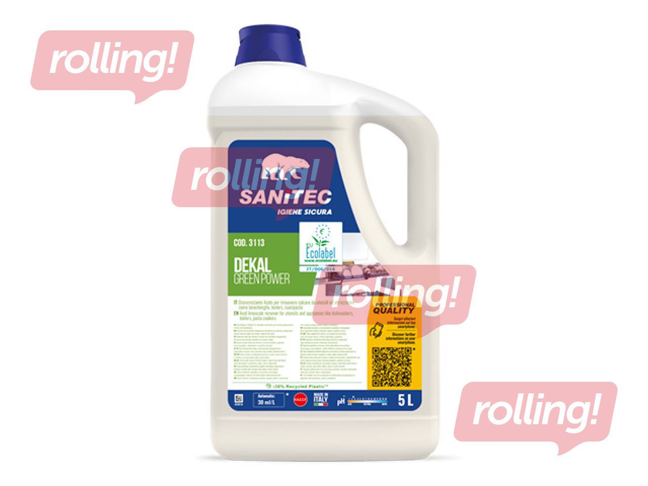Trauku skalošanas līdzeklis Sanitec, Dekal, Green Power, trauku mazgāšanas mašīnām, 5l