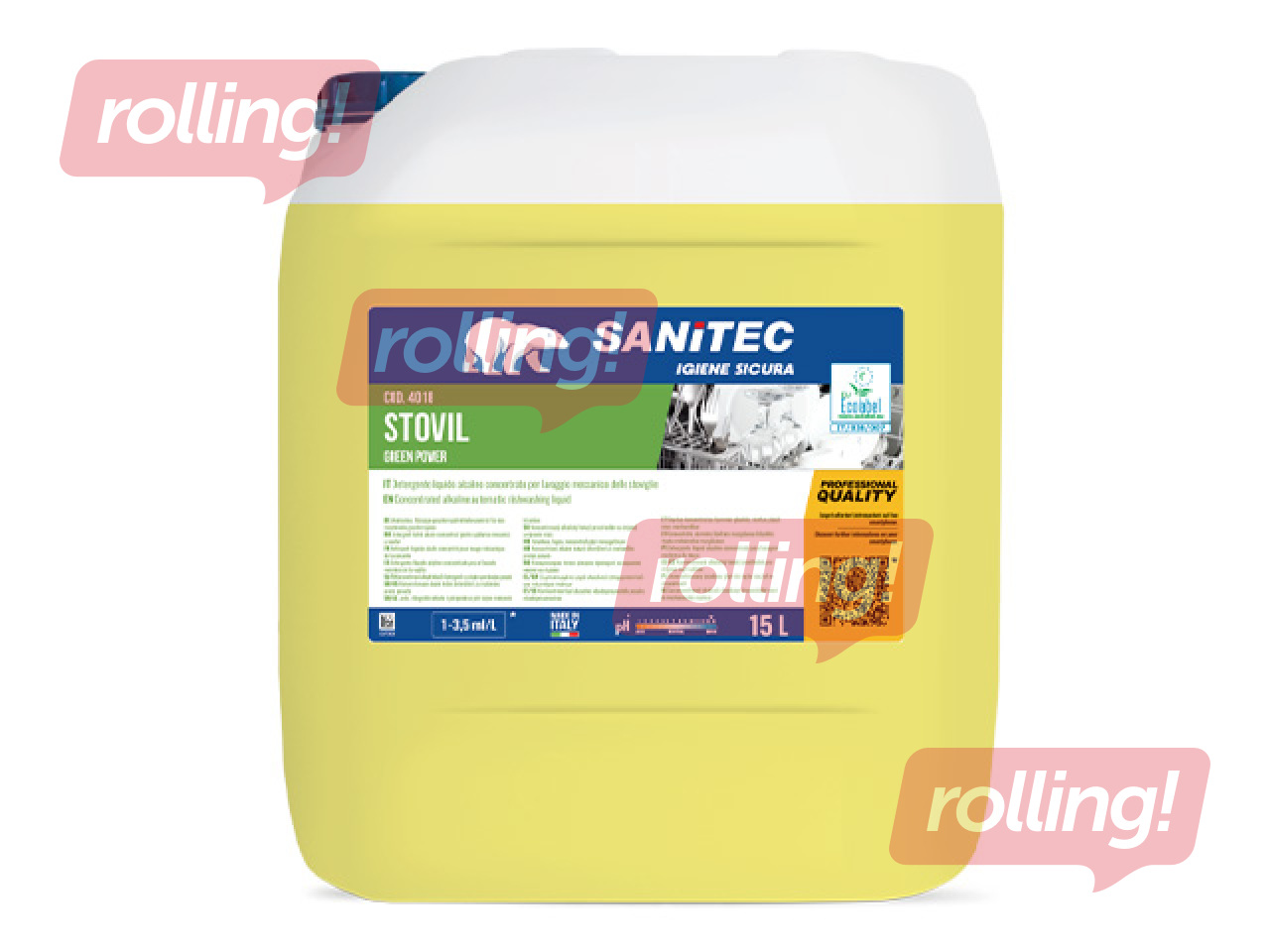 Моющее средство для посуды Sanitec, Stovil, Green Power, экологичное, 15л