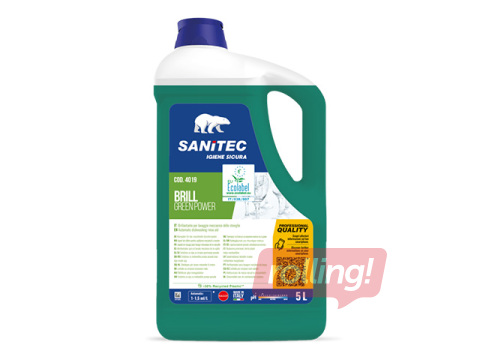 Trauku skalošanas līdzeklis Sanitec, Brill, Green Power, trauku mazgāšanas mašīnām, 5l