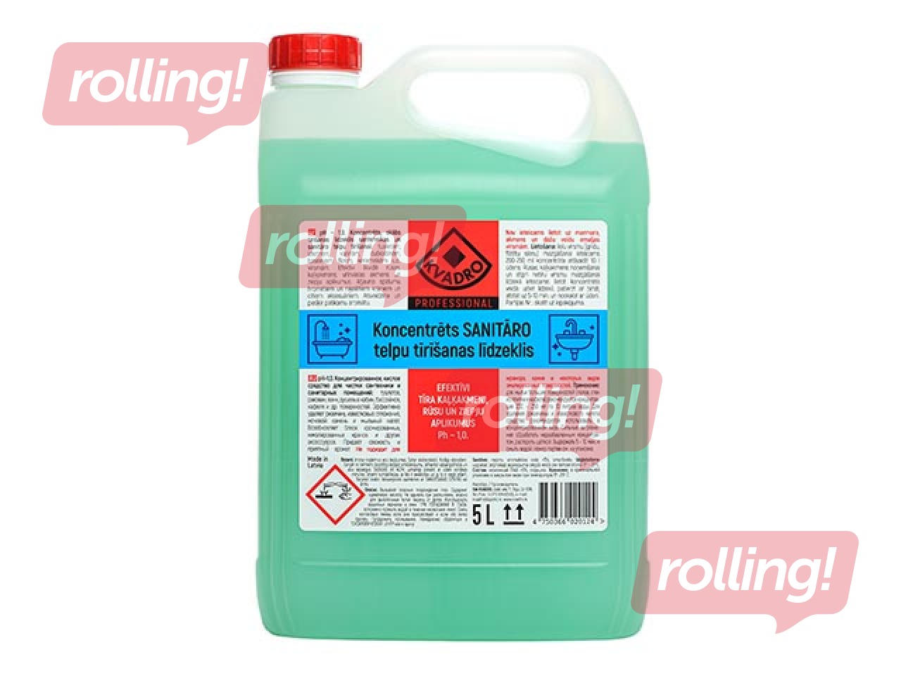 Sanitāro telpu tīrīšanas līdzeklis Kvadro, koncentrēts, 5l