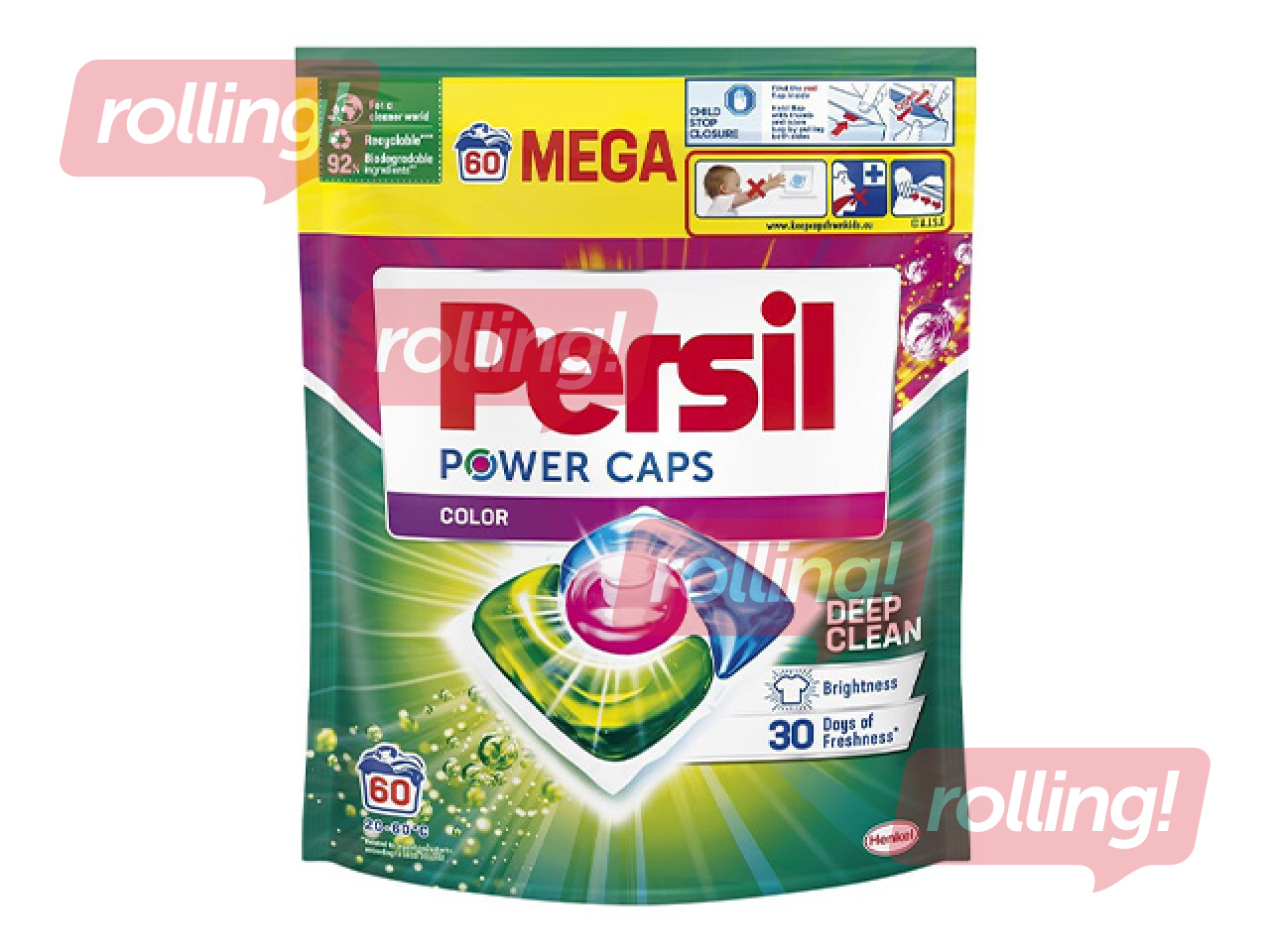 Veļas mazgāšanas kapsulas Persil Power Caps, Color, 60 gab.