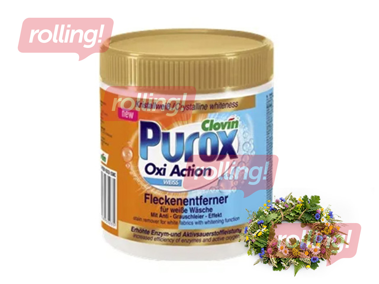 Traipu tīrīšanas pulveris Purox, Oxi Action, baltai veļai, 750g +Līgo dāvana!
