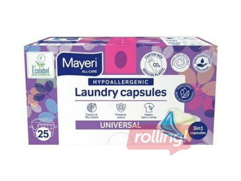 Veļas mazgāšanas kapsulas Mayeri Universal, hipoalerģiskas, 25 gab.