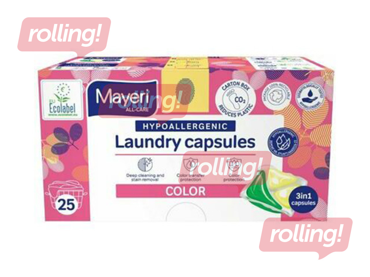 Laundry capsules Mayeri Color, hypoallergenic, 25 pcs.