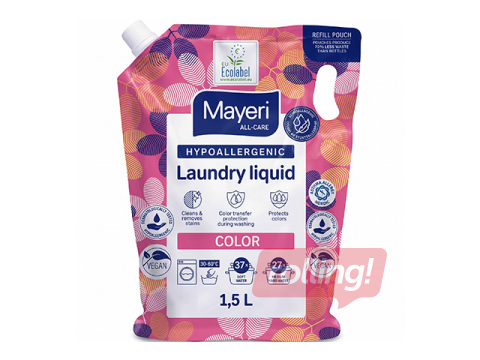 Laundry detergent Mayeri Color, hypoallergenic, refill pack, 1.5l