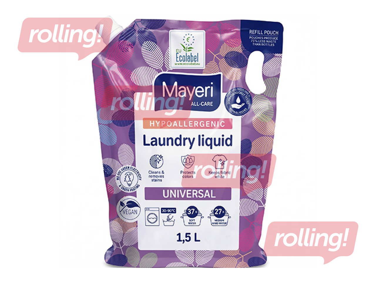 Veļas mazgāšanas līdzeklis Mayeri Universal, hipoalerģisks, uzpildes iepakojums, 1.5l