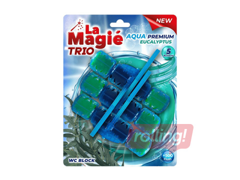 Туалетный блок, La Magie Aqua Premium, Eucalyptus Trio, 3x40г