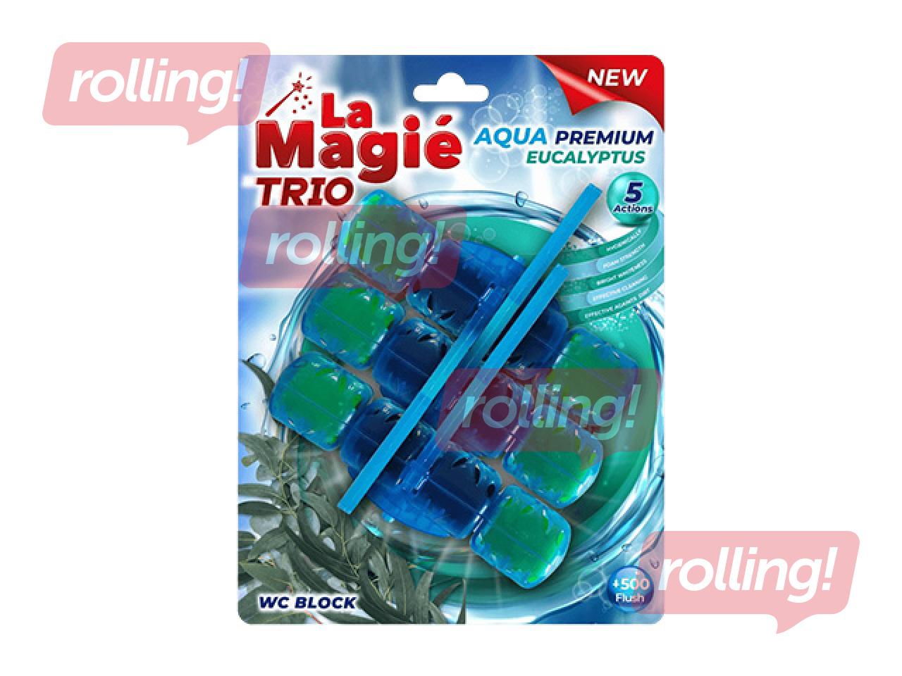 Туалетный блок, La Magie Aqua Premium, Eucalyptus Trio, 3x40г