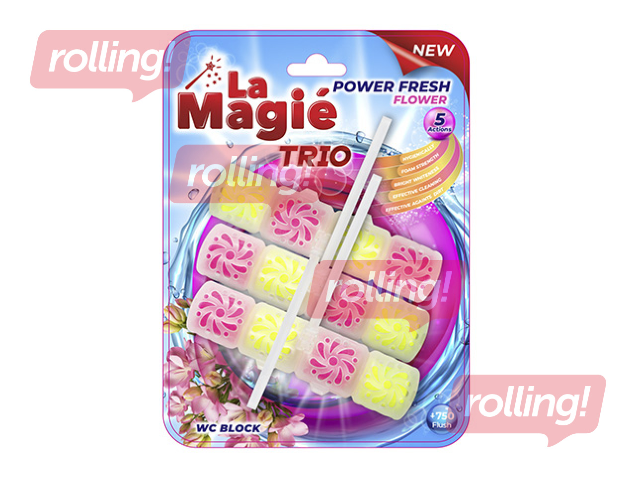 Туалетный блок, La Magie Power Fresh Trio, Flower garden, 3x40г
