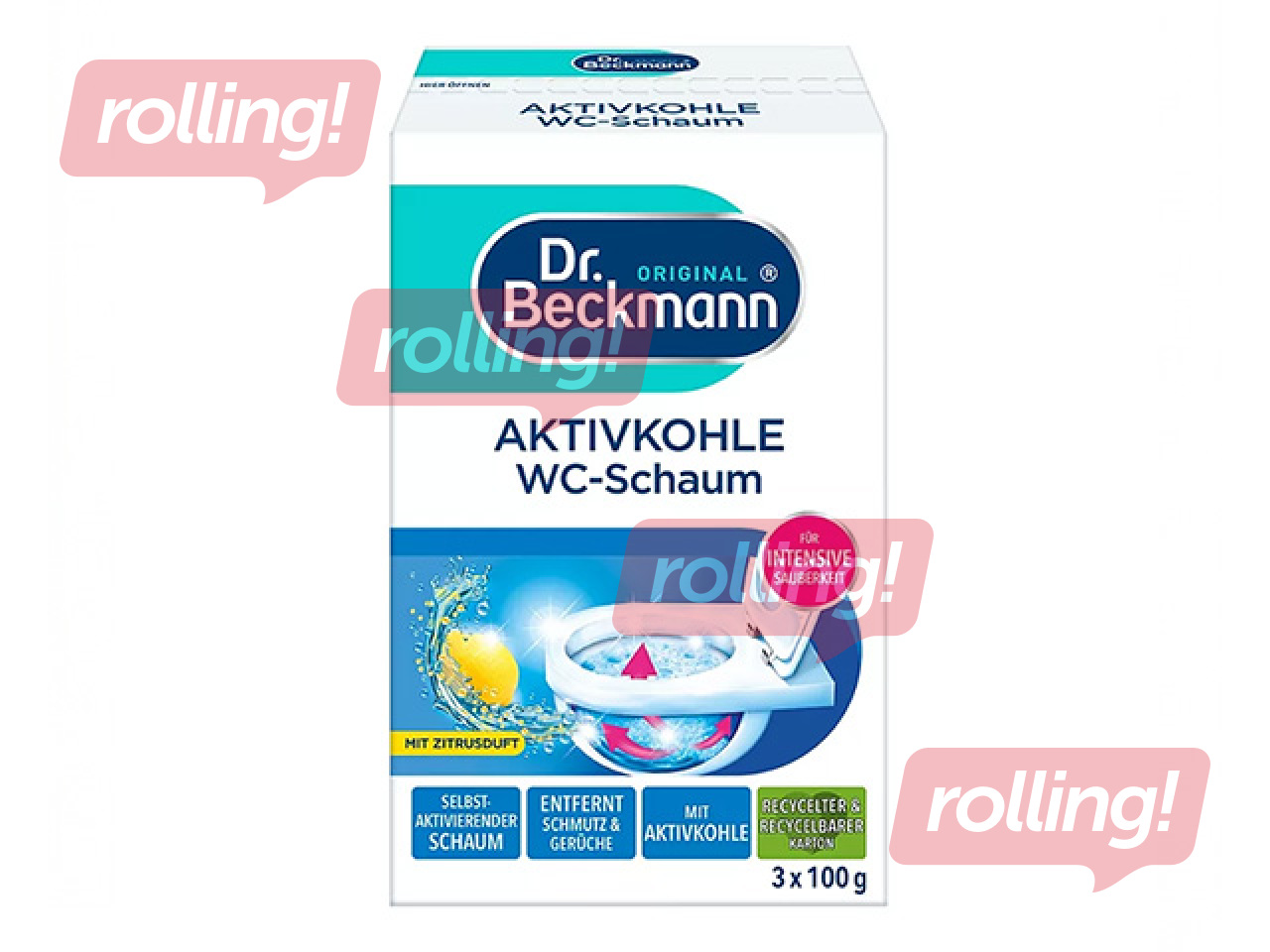 Tualetes tīrīšanas putas Dr.Beckmann, ar aktīvo ogli, 3×100g