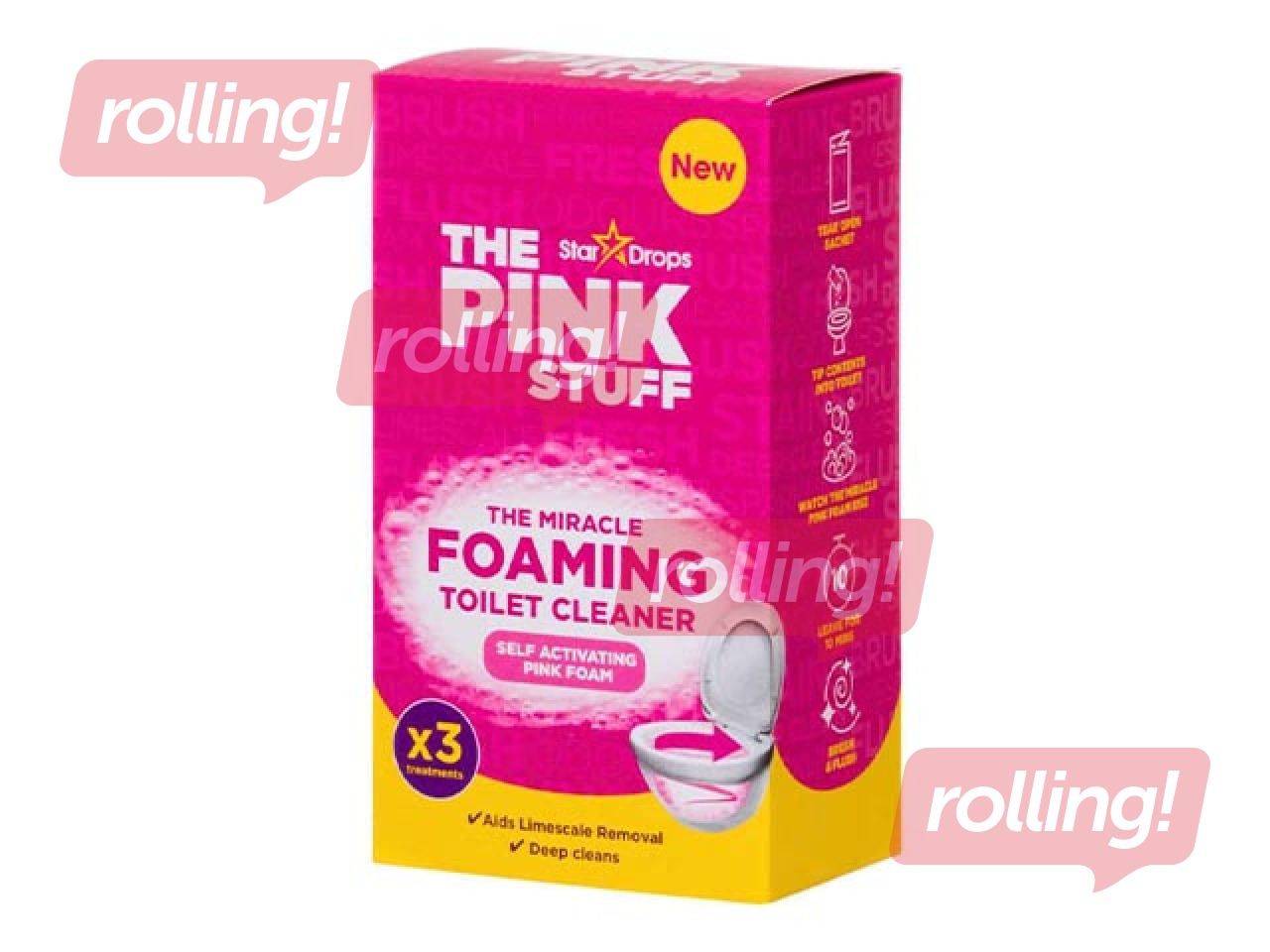 Tualetes tīrīšanas līdzeklis The Pink Stuff, putojošs, 3x100g 