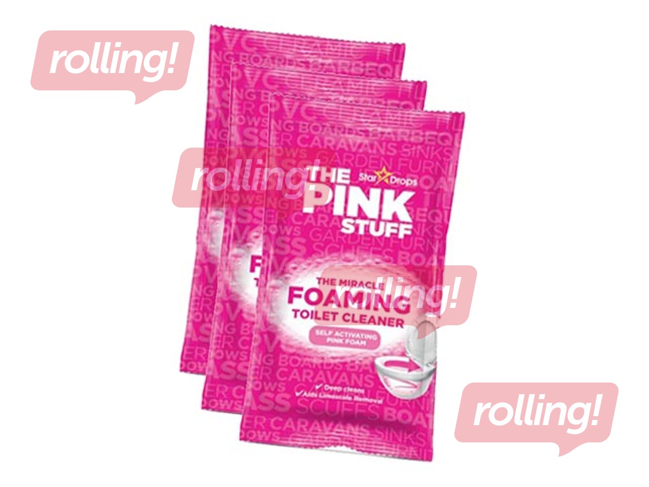 Tualetes tīrīšanas līdzeklis The Pink Stuff, putojošs, 3x100g 