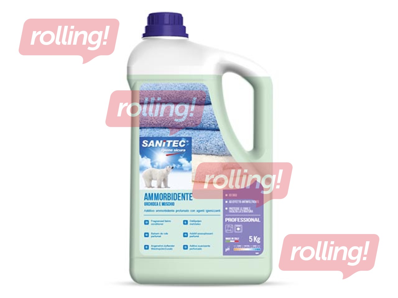 Veļas mīkstinātājs Sanitec Softdet White Musk, 5l