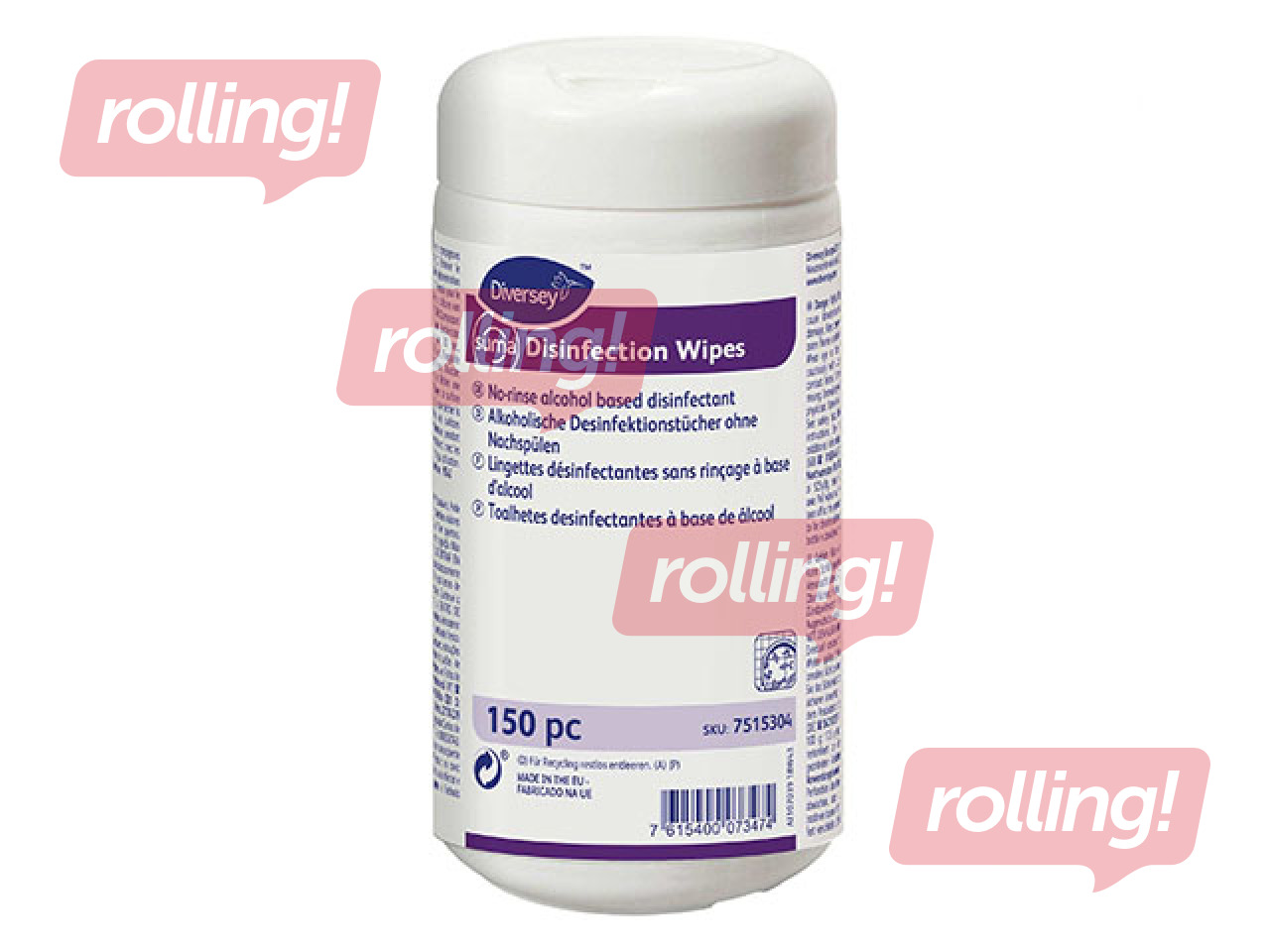 Wet disinfecting wipes for surfaces Diversey Suma, 150 pcs.