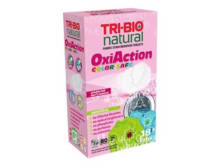Traipu tīrīšanas tabletes Tri-Bio, Sensitive Oxi-Action Color, dabīgas, 18 tab.