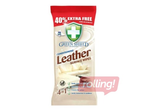 Wet wipes for cleaning leather products, Green Shield, 70 pcs.