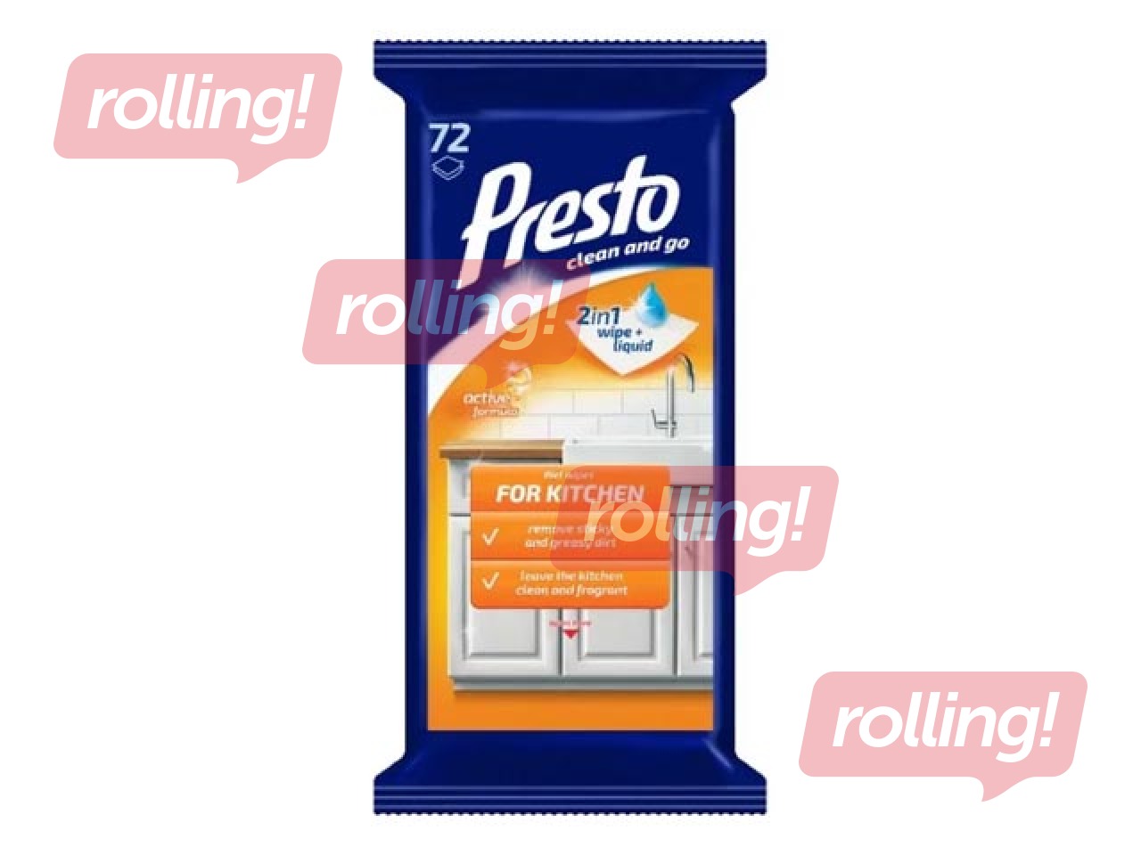 Mitrās salvetes Presto virtuvei, 72 gab.